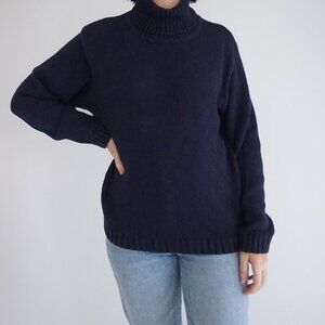 Vintage Dress Barn Navy Turtleneck Sweater Minimalist Preppy Quiet Luxury M